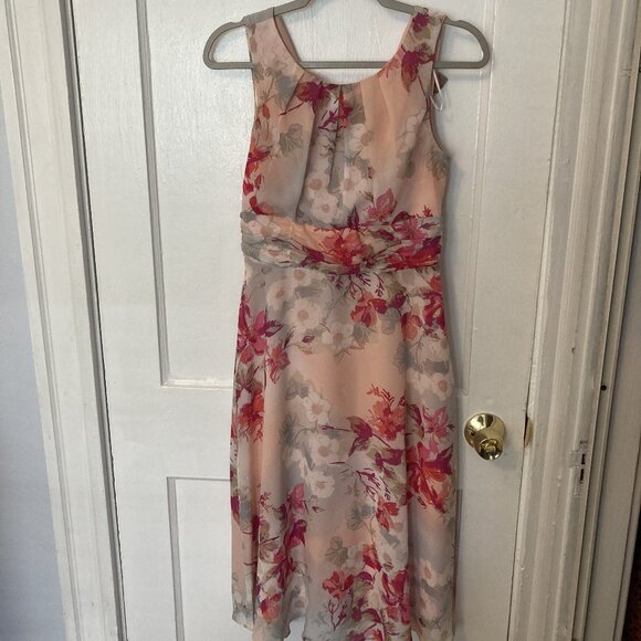 AB Studio Peach Floral Dress Size 4 - Picture 1 of 1